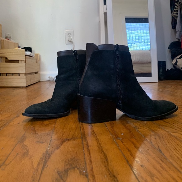 Vince Vero Cuoio Black Brown Square Heel Boots - Picture 3 of 4